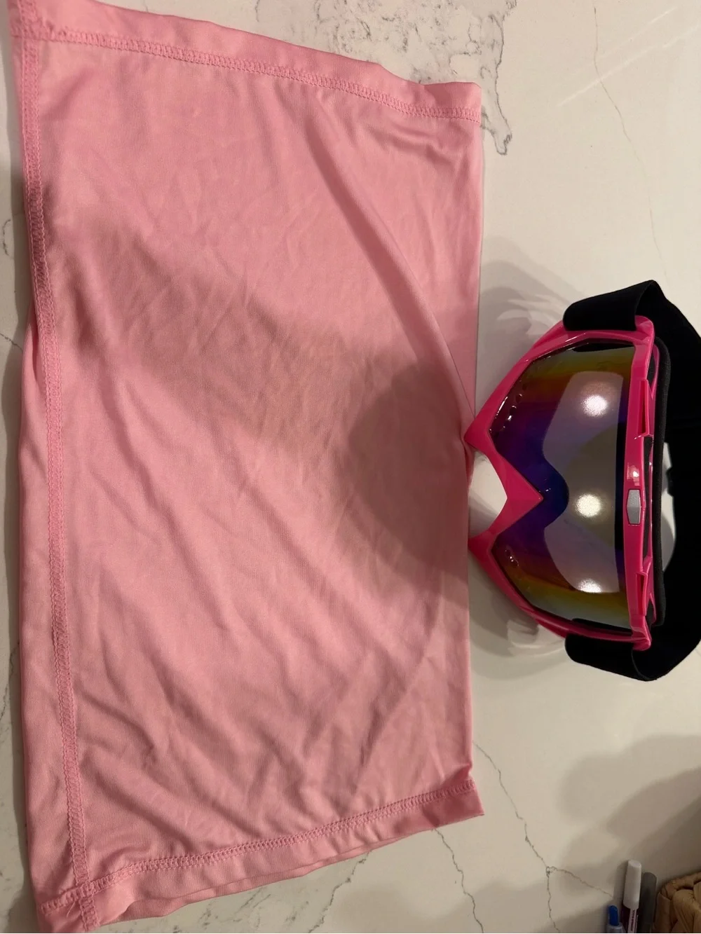 Unbranded Pink Sports Goggles & Neck Guard Set - One Size Fits Most
